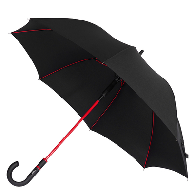 Ombrello da golf di fibra di vetro rosso di lusso personalizzato con design rettilineo e materiale Pongee
