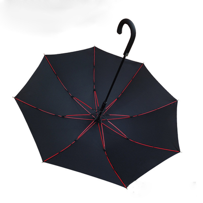 Ombrello da golf di fibra di vetro rosso di lusso personalizzato con design rettilineo e materiale Pongee