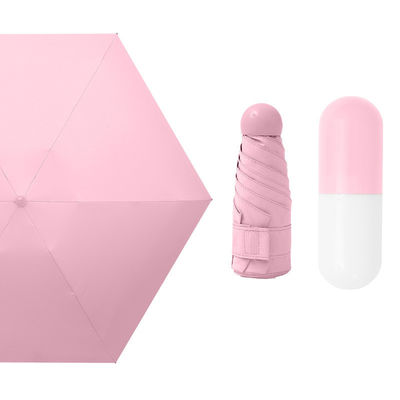 Poliestere Mini 5 Pieghe Anti-UV Pillola Nero Rivestito Ombrello Pioggia Tasca Ombrelli Pieghevoli