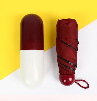 Poliestere Mini 5 Pieghe Anti-UV Pillola Nero Rivestito Ombrello Pioggia Tasca Ombrelli Pieghevoli