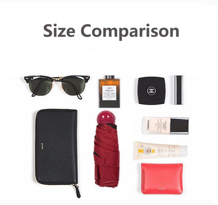 Poliestere Mini 5 Pieghe Anti-UV Pillola Nero Rivestito Ombrello Pioggia Tasca Ombrelli Pieghevoli