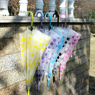 Plastico creativo piccolo fresco manico lungo ombrello trasparente con funzione di apertura automatica