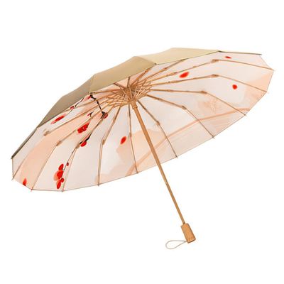 190T Pongee Trefold Manual Sun Umbrella per la protezione UV e stampa Logo pubblicitario