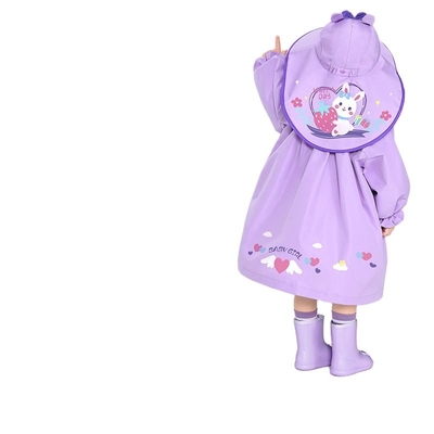 Mantello da pioggia per bambini con design di borsa scolastica in stile cappuccio in Treasure Kindergarten