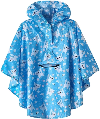 Mantello da pioggia in poliestere Cartone animato Ragazzi e ragazze carini Viaggio a scuola Abbigliamento da pioggia con borsa Bit Poncho