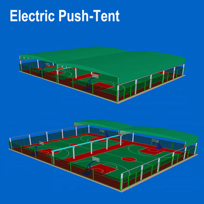 Canopie retrattili a telaio di alluminio per parcheggi esterni e per autovetture elettriche