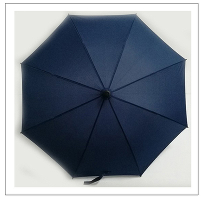 Black Custom Logo Automatic Crutch Umbrella Straight Umbrella con costole in fibra di vetro