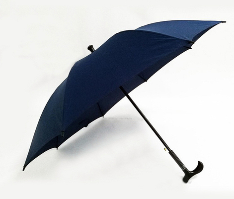 Black Custom Logo Automatic Crutch Umbrella Straight Umbrella con costole in fibra di vetro