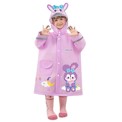 Stampa personalizzata del logo EVA Mantello da pioggia per bambini con striscia riflettente e bordo ingrandito
