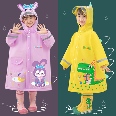 Stampa personalizzata del logo EVA Mantello da pioggia per bambini con striscia riflettente e bordo ingrandito