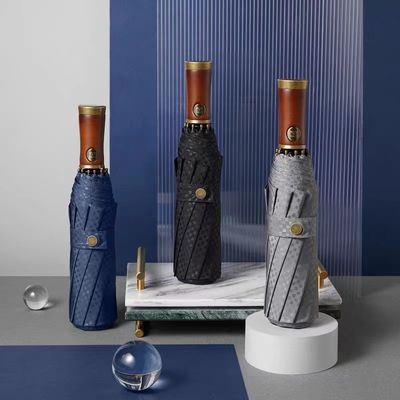 X315 Disegno in legno Automatico a prova di vento per uomo ombrello a tre pieghe colore personalizzato