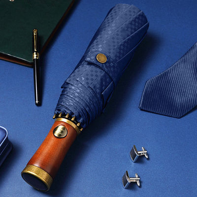 X315 Disegno in legno Automatico a prova di vento per uomo ombrello a tre pieghe colore personalizzato