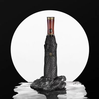 X315 Disegno in legno Automatico a prova di vento per uomo ombrello a tre pieghe colore personalizzato