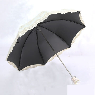Ricamo in pizzo Principessa Ombrello 2-3 Plegabile Controllo Manuale Perfetto per pioggia e sole