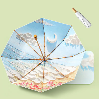 Pittura ad olio Light Luxury Series Three Fold Purple Iris Umbrella in stile di design classico