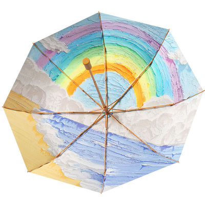 Pittura ad olio Light Luxury Series Three Fold Purple Iris Umbrella in stile di design classico