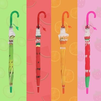 Manico curvo Frutta dritta Stampa ombrello per bambini Progettazione creativa per regali per bambini