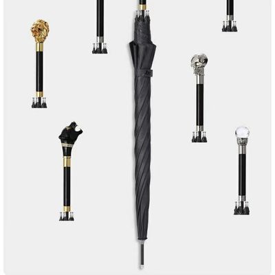 Testa di animale giapponese nero ombrello a barra retta per personalità creative