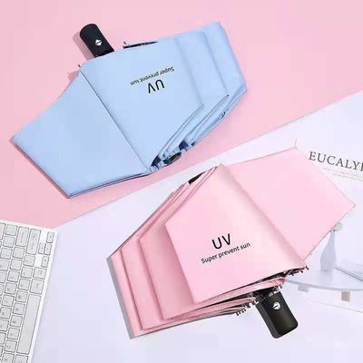 Crema solare UV vinile femminile ombrello solare a tre pieghe con disegni personalizzati