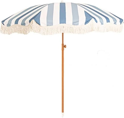 210T Tessuto di nylon Parasole a strisce gialle da giardino da spiaggia per scopi commerciali