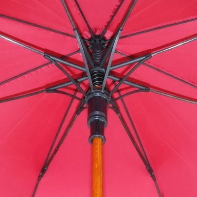 Automaticamente aperto ombrello a cornice lunga in fibra di vetro con manico di legno e design personalizzato