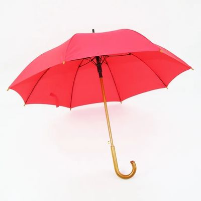 Automaticamente aperto ombrello a cornice lunga in fibra di vetro con manico di legno e design personalizzato