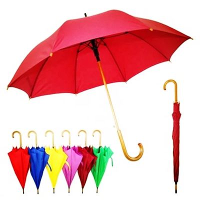 Automaticamente aperto ombrello a cornice lunga in fibra di vetro con manico di legno e design personalizzato