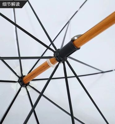 Ombrelli a colori personalizzati in Spagna con cornice lunga in fibra di vetro e maniglia di legno