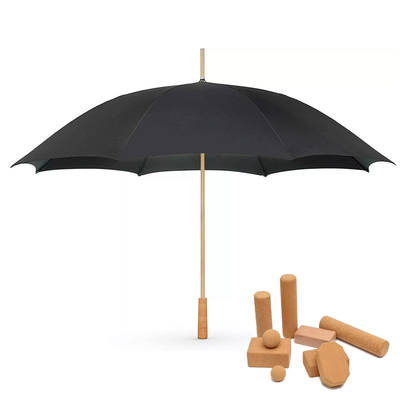 Parasole da golf a manico di sughero in legno RPET eco-compatibile per il marchio personalizzato