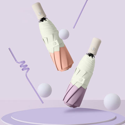 Ombrello a tre pieghe in stile coreano con albero in fibra di vetro e funzione di apertura automatica