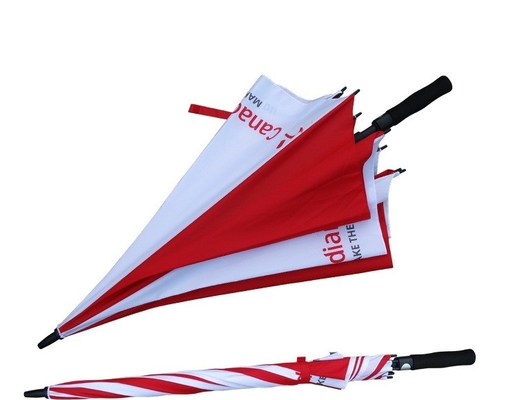 8 costole Fibra di vetro a prova di vento Ombrello da golf rosso e bianco con stampa del logo personalizzato
