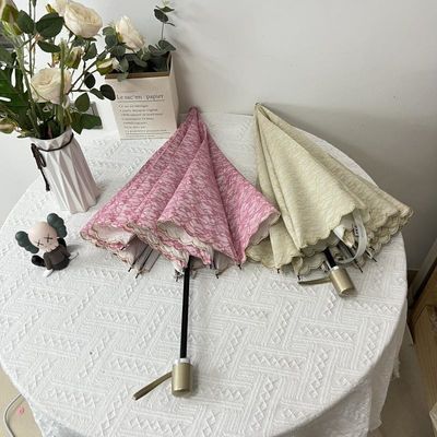 Viaggio Occasione Simple Pink Due Pieghe Embroidery Ombrello Leggero e Pratico