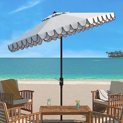 Disegno minimalista ombrello da spiaggia da 9 pollici in bianco e nero Auto Tilt per la collezione outdoor