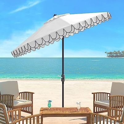 Disegno minimalista ombrello da spiaggia da 9 pollici in bianco e nero Auto Tilt per la collezione outdoor