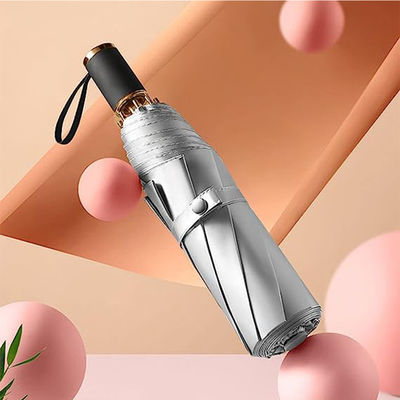 190T ombrello di protezione solare in tessuto di nylon con design triplo e stand in oro macaron