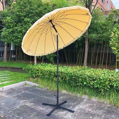 16K Vintage Boho Poltrona di legno Canvas Frange giallo Sole Da esterno Parasoli da spiaggia Con guinzaglie