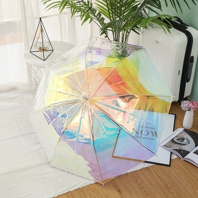Disegno artigianale Effetto luccicante Magia Cambiamento di colore Umbrella POE riflettente multicolore