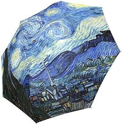 3 Pieghe Manuale Apri pannello Pongee ombrello Dipinto a olio Museo Regalo Ombrello Manuale Chiudi