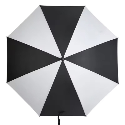 Ombrello da golf in bianco e nero personalizzato con diametro aperto di 120 cm
