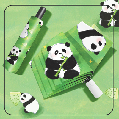 Ombrello completamente automatico di design Panda per bambini e adulti 3 pieghe auto aperto impermeabile
