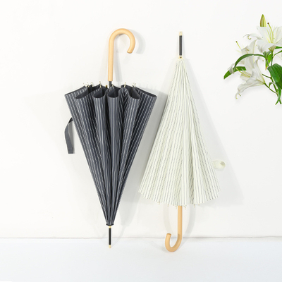 23 pollici * 8k Adulti ombrello a gancio di legno con design minimalista semplice e stampa personalizzata