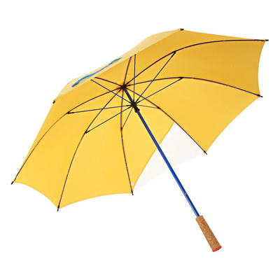 Logo personalizzato Stampato Manicotto di sughero di alluminio automatico Open Straight Bone Umbrella