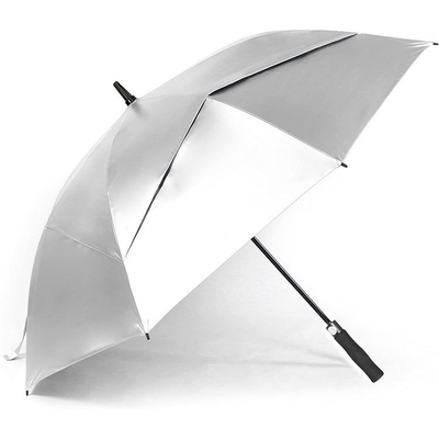 Ombrello da golf UV a prova di vento con costole completamente in fibra e falso design a doppio strato