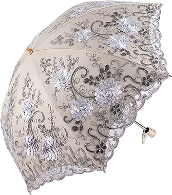 190T Pongee Fabric Umbrella Battenburg Lace completamente automatico per performance 3D vintage