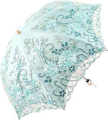 190T Pongee Fabric Umbrella Battenburg Lace completamente automatico per performance 3D vintage
