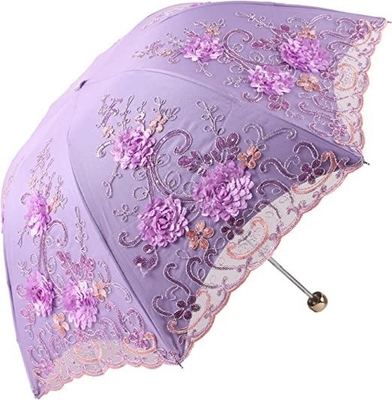 190T Pongee Fabric Umbrella Battenburg Lace completamente automatico per performance 3D vintage
