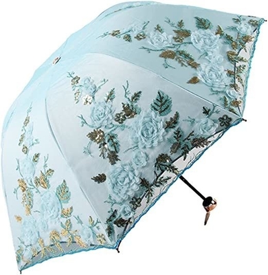 190T Pongee Fabric Umbrella Battenburg Lace completamente automatico per performance 3D vintage