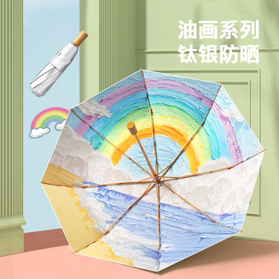 Pieghevole ombrello pubblicitario magia fai da te pittura a olio arte per la protezione solare femminile