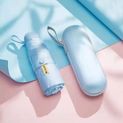Mini capsula tascabile a cinque pieghevole ombrello di protezione UV personalizzato per occasioni di viaggio