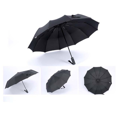 Manico rivestito di gomma 12k 23inch Windproof Triple Pliding Umbrella con logo personalizzato
